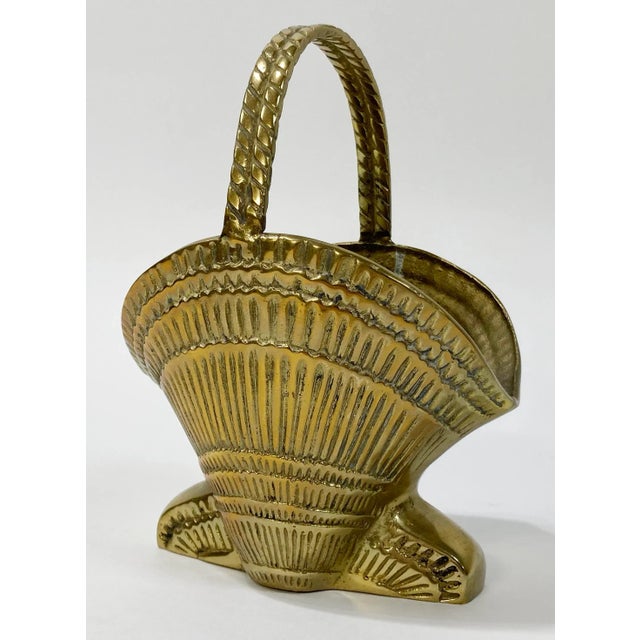 Vintage Brass Clamshell Basket With Handle For Sale In Kansas City - Image 6 of 9