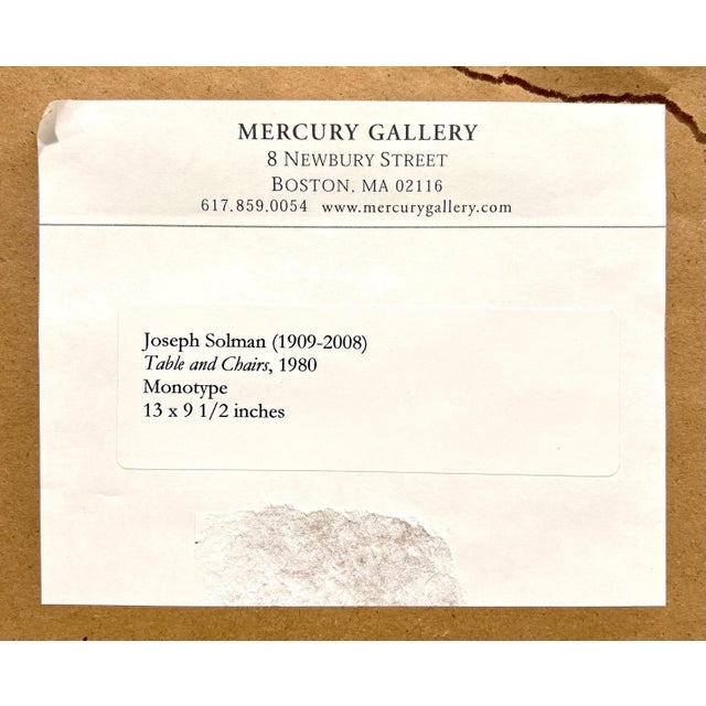 Joseph Solman Joseph Solman, Monotype Print Painting Garden Scene Table Chair Joseph Solman American Art WPA, 1980 For Sale - Image 4 of 13