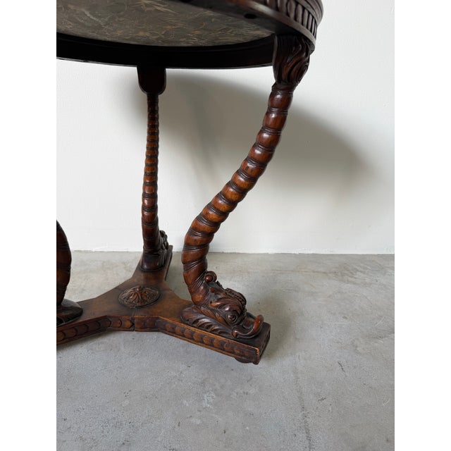 French 19th Century French Carved Dolphin Base Marble Top Center / Accent Table/ Sikld For Sale - Image 3 of 12