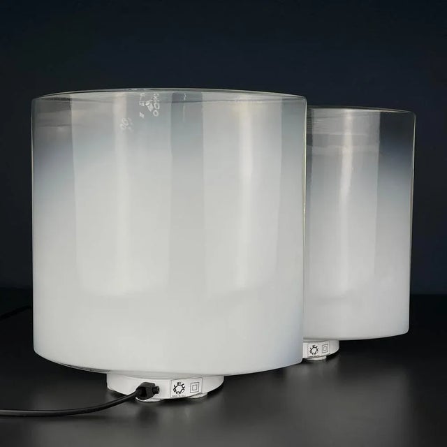 White Idra Table Lamps in Murano Glass by Rosanna Toso for Leucos, Italy, 1980s, Set of 2 For Sale - Image 8 of 13