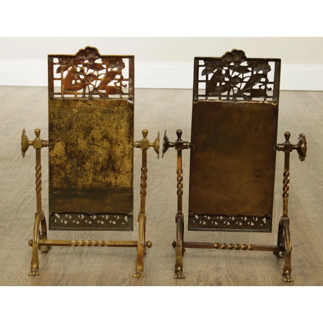 Late 19th Century Aesthetic Movement Antique 1880's Victorian Brass Cheval Beveled Vanity Mirrors - a Pair For Sale - Image 5 of 13