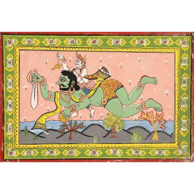 Indian Mid Century Pattachitra Orissa India Painting For Sale - Image 3 of 9