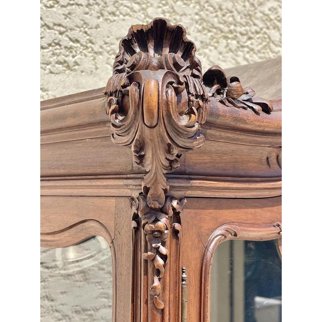 Louis XV Style Walnut Display Cabinet For Sale - Image 9 of 13