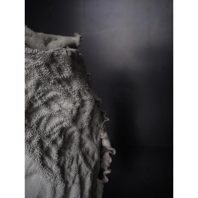 Contemporary Coral Vase in Repurposed Lacquered Leather and Porcelain by WDSTCK Studio For Sale - Image 3 of 8