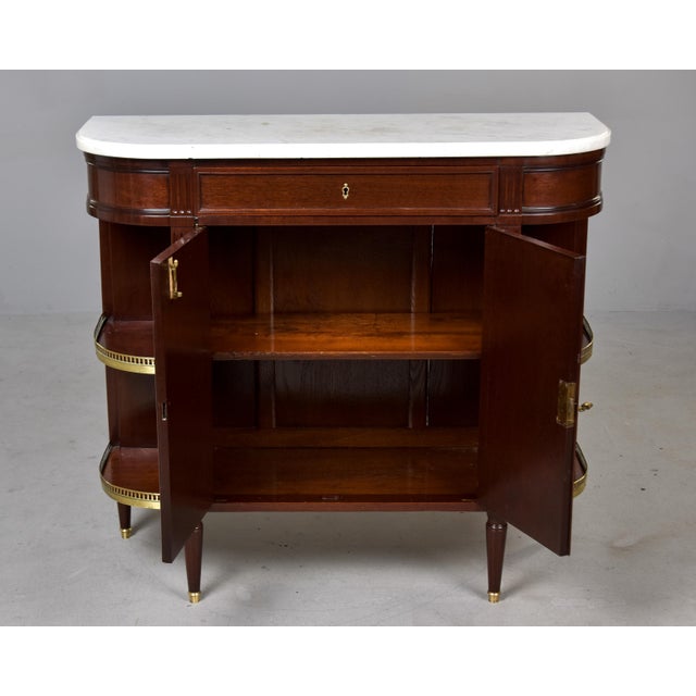 Louis XVI Style Marble Top Buffet With Reeded Doors and Brass Galleries For Sale - Image 11 of 12