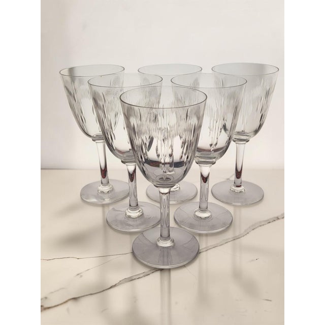 Set of 6 Baccarat crystal water/wine glasses, Molière pattern / featured in the 1916 Baccarat catalogue (unsigned as it...