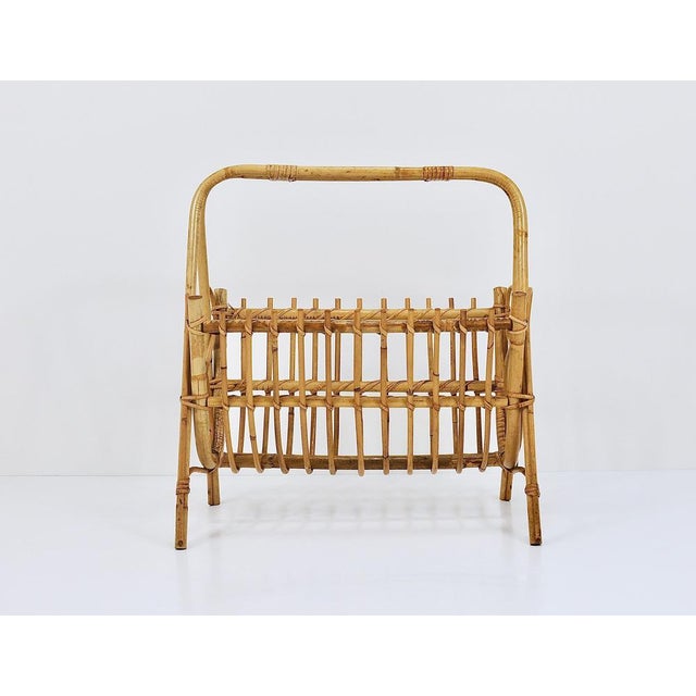 1950s Rattan Bamboo Magazine Rack, France, 1950s For Sale - Image 5 of 18
