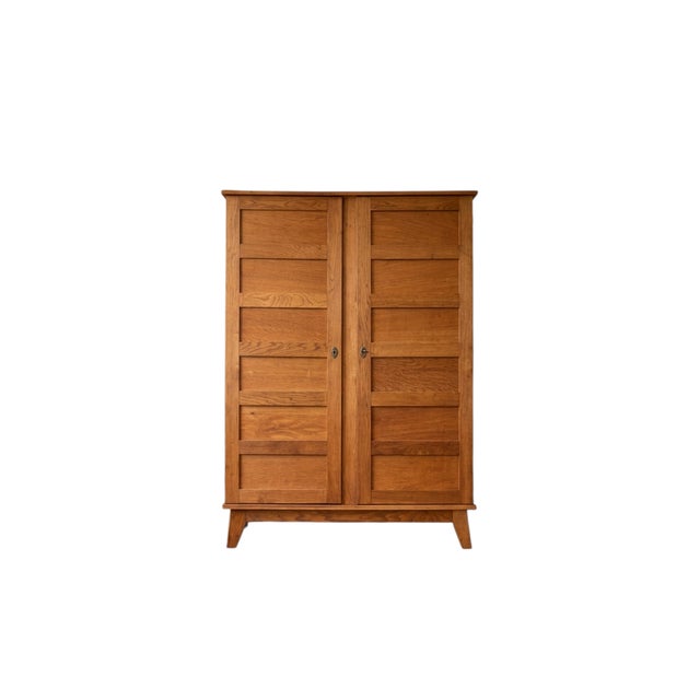 French Modernist Oak Armoire by René Gabriel, 1940s For Sale - Image 11 of 11