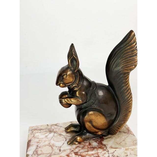 1950s Marble and Metal Bookends with Squirrels, France, 1950s, Set of 2 For Sale - Image 5 of 12