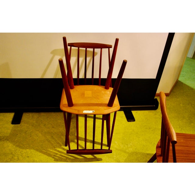 Brown Four J77 Model Chairs by Folke Plasson for FDB, 1960, Set of 4 For Sale - Image 8 of 10