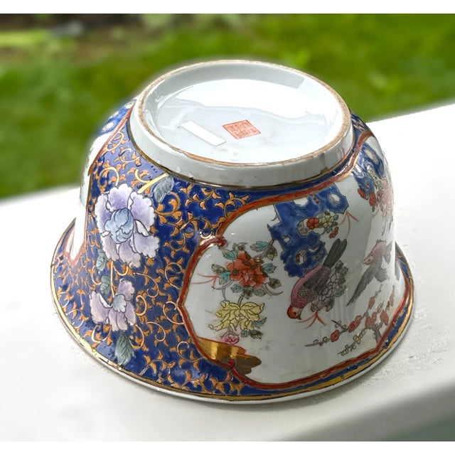 Large Hand Painted Chinese Chinoiserie Bowl - 10" Diameter For Sale - Image 12 of 13