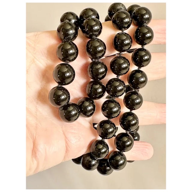 Mid 20th Century Long Onyx Necklace For Sale In Denver - Image 6 of 9