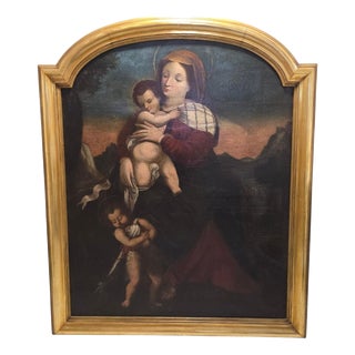 Italian School Artist, Madonna and Child with the Infant Saint John, 1690s, Oil Painting on Canvas, Framed For Sale