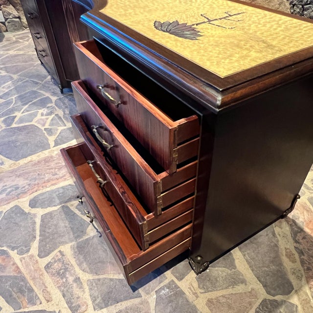 Bronze 1950s Custom Pani Credenza Dresser Rosewood Goldleaf Bronze Mexico City For Sale - Image 8 of 12