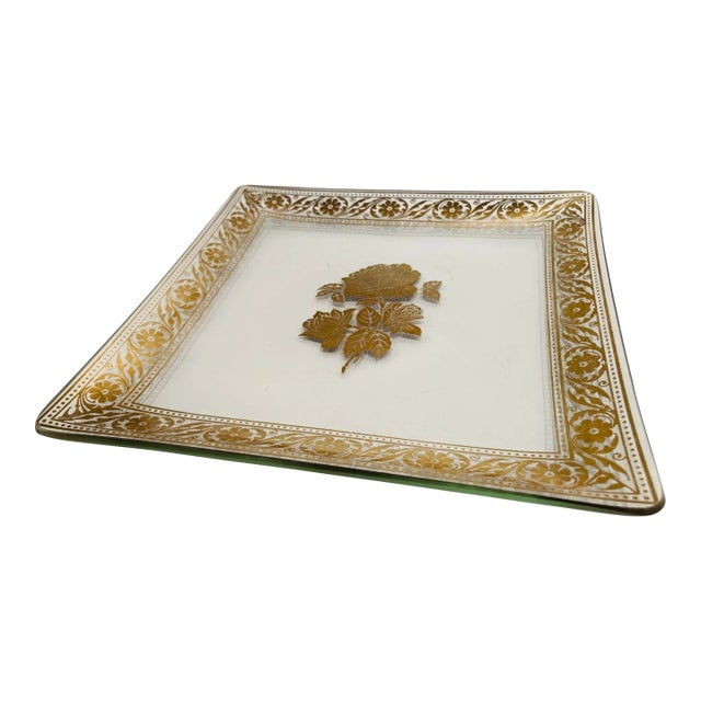 Vintage Gold Leaf Glass Dish 1960's Georges Briard Style For Sale