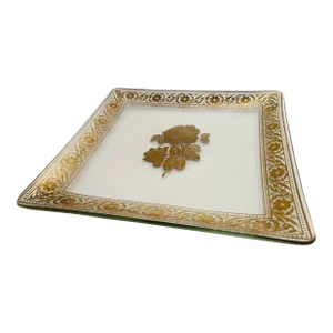 Vintage Gold Leaf Glass Dish 1960's Georges Briard Style