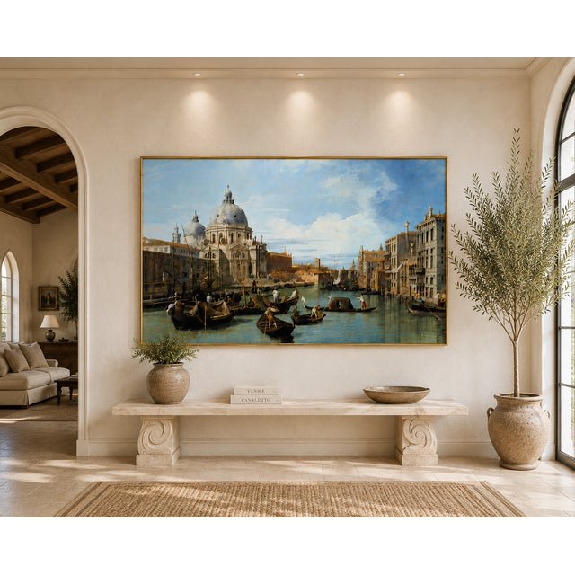The Entrance to the Grand Canal, Venice by Canaletto, Vintage Art Print, 60" X 40" For Sale - Image 9 of 10