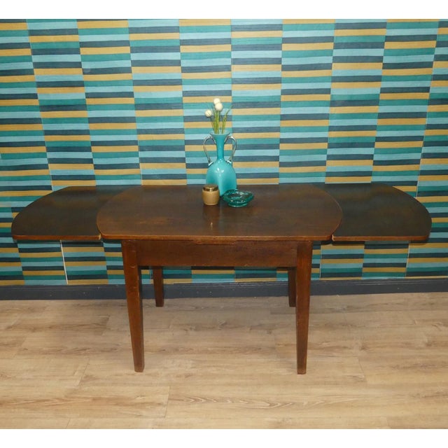 Brown Vintage Extendable Dark Dining Table, 1960s For Sale - Image 8 of 17