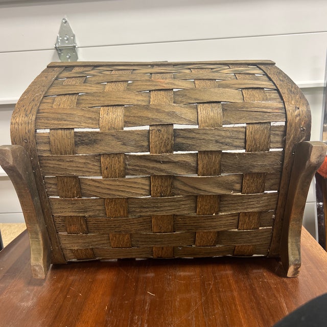 Wood Vintage Split Oak Log Holder Basket for Fireplace For Sale - Image 7 of 7