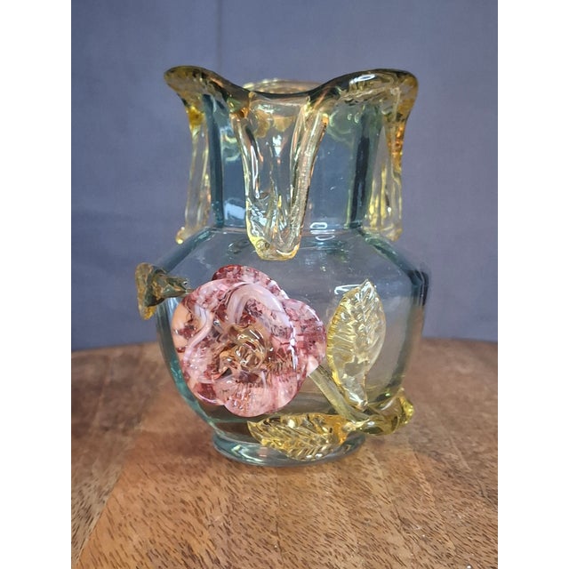 Rare Stevens & Williams Manganese Uranium Glass Bud Vase Applied Rose and Rigaree Feet C 1880 For Sale - Image 15 of 18