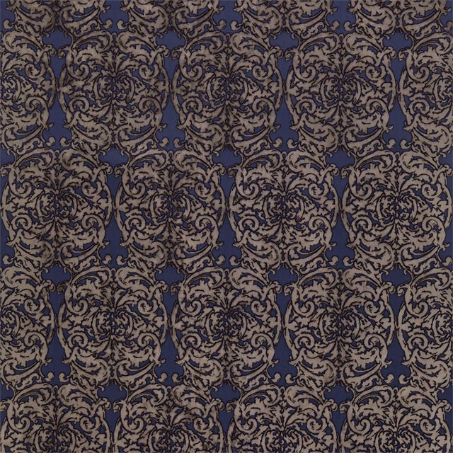 Zoffany Tespi Fabric in Indigo/Taupe - a Sample For Sale