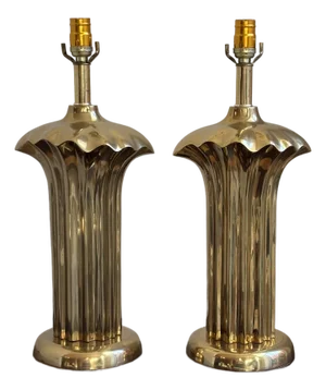 20th Century Pierre Cardin-Style Sculptural Brass Table Lamps — A Pair