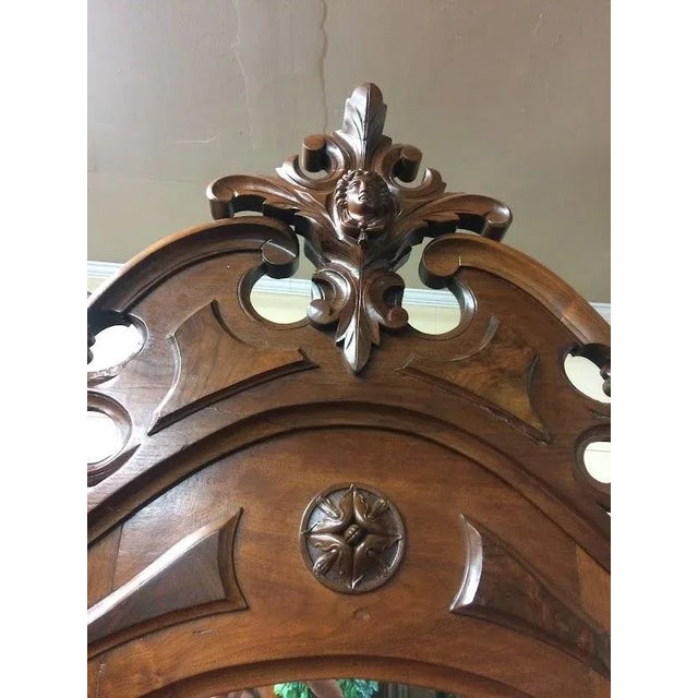 Victorian Furniture Antique Large Shelf Walnut Furniture Large Tall Antique Mirror Etagere Étagère For Sale - Image 6 of 13