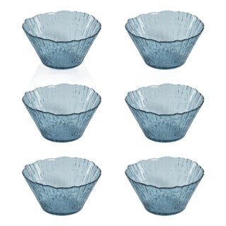 Axel Icy Sapphire Tapered Glass Serving Bowls, Set of 6 For Sale