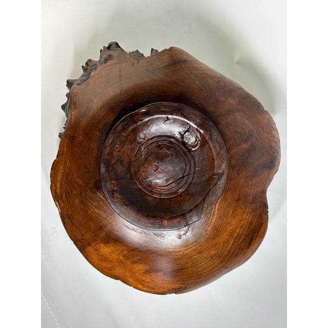 Wood 1990s Black Walnut Burl Live Edge Bowl - 1 Piece. For Sale - Image 7 of 8