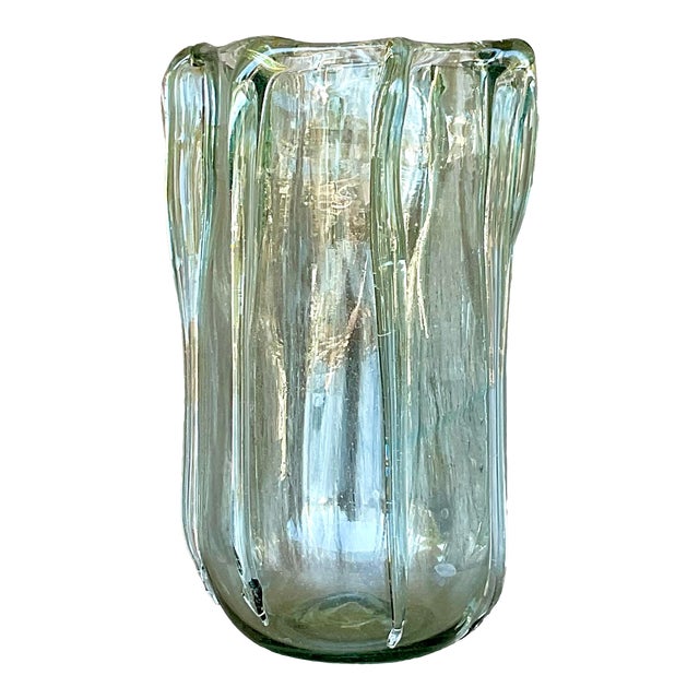 Vintage Boho Blown Glass Vase For Sale