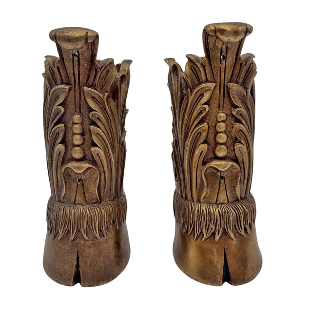 Metal Large Pair of French Gilt Bronze Hoof & Acanthus Sabots, France, Circa 1900 For Sale - Image 7 of 12