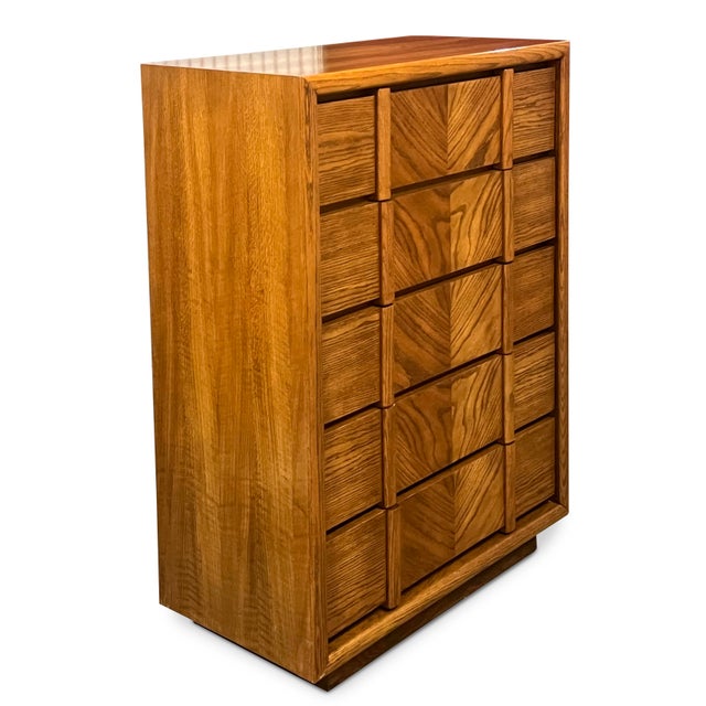 Lane  brutalist Vintage Lane Highboy Post Modern Organic Brutalist Style For Sale - Image 4 of 12