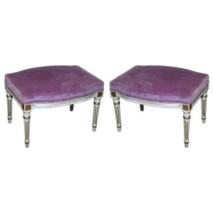French Louis XVI Style Painted Foot Stools - Pair