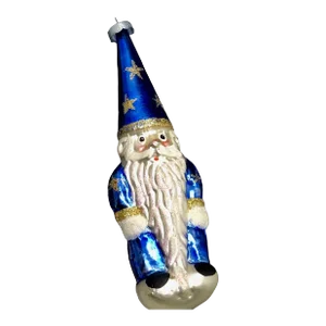 Vintage Mid Century Glossy Christmas Ornament Depicting Wizard Like Santa Claus St. Nick