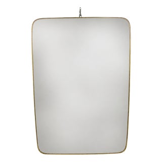 Vintage Brass-Edged Mirror in the style of Giò Ponti, 1950s For Sale