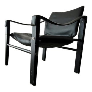 1980s Safari Arkana Vinyl Hunter Chair by Maurice Burke Very Black Edition For Sale