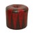Cool vintage round pouf in patchwork style, made from a wooden base and upholstered in high-quality two-tone dark brown...