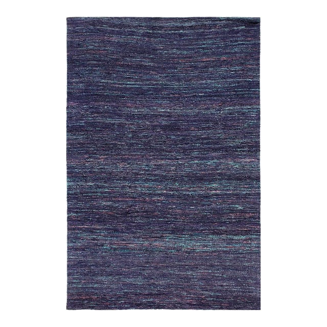 Modern Contemporary Flat Weave Sari Silk Rug For Sale