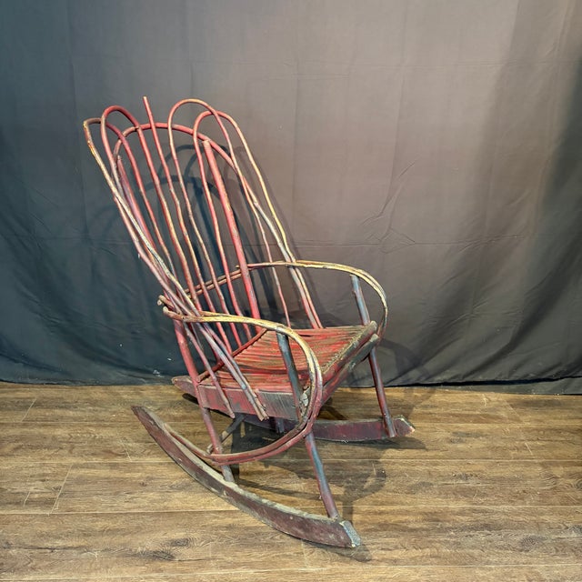 Adirondack Style Twig Rocking Chairs -a Pair For Sale - Image 4 of 9