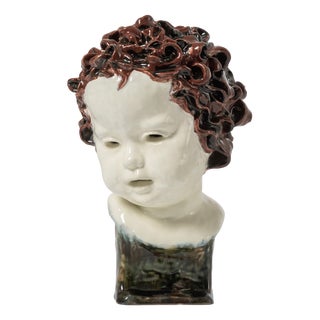 Austrian Ceramic Head Sculpture by Friedrich Goldscheider, 1923 For Sale