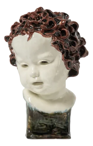 Austrian Ceramic Head Sculpture by Friedrich Goldscheider, 1923