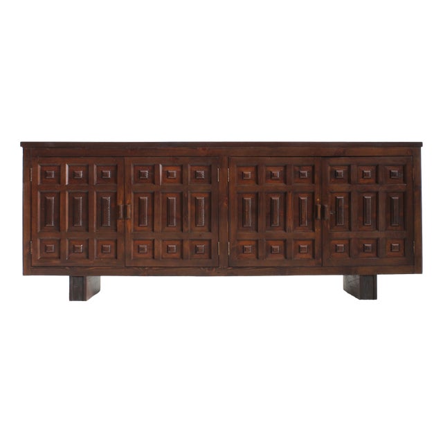 Vintage Spanish Brutalist Sideboard, 1970s For Sale