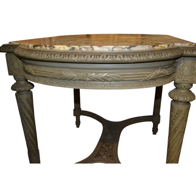 Mid 19th Century 19th Century French Louis XVI Center Table or Console With Veined Marble Top For Sale - Image 5 of 12