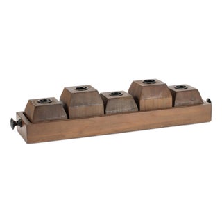 Wooden Drawer Taper Candle Holders 18"L For Sale