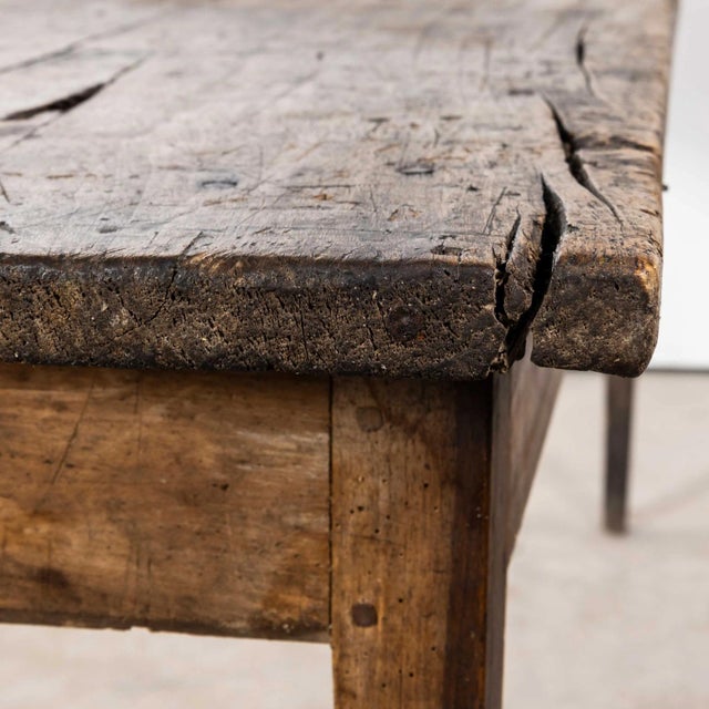 Brown French Farmhouse Narrow Table, 1940s For Sale - Image 8 of 10