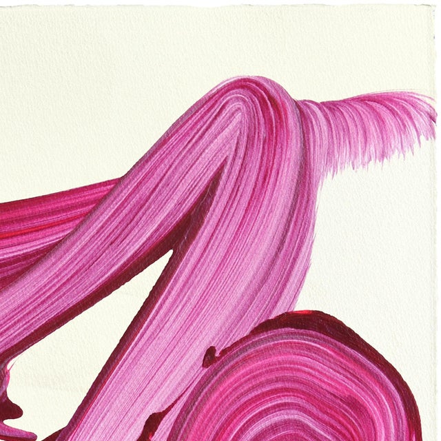 2020s Avp_1618 - Original Abstract Deep Magenta Tone Contemporary Painting on Paper by Alex Voinea For Sale - Image 5 of 9