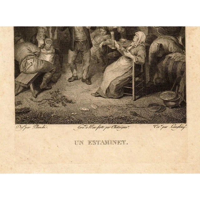 Realism Rare Engraving Michal Plonski After Adriaen Van Ostade "Un Estaminet" Early 19th C. For Sale - Image 3 of 12