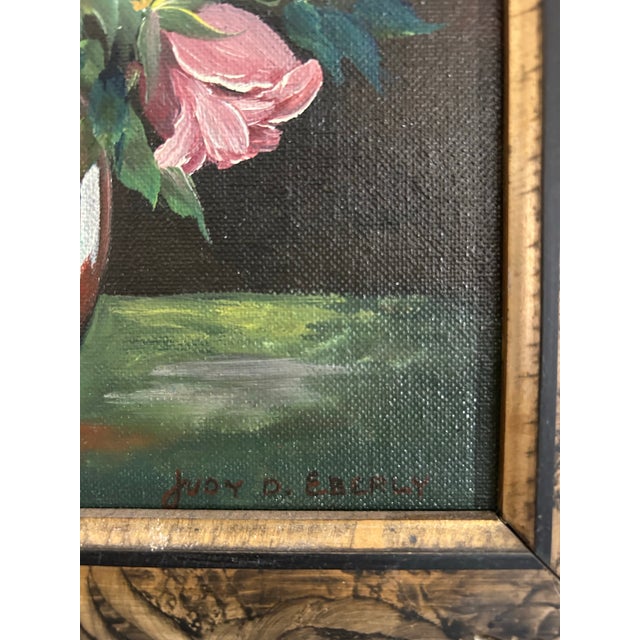 Vintage Floral Still Life Oil Painting in Hand Painted Victorian Frame For Sale In Philadelphia - Image 6 of 8