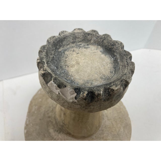 Stone Group of Three Primitive Style Cast Stone Candle Lamps For Sale - Image 7 of 12