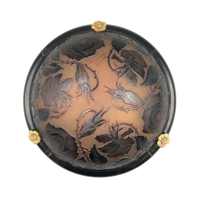 Art Nouveau Cameo Glass Ceiling Pendant by Paul Nicolas for Dargental, France, 1920s For Sale - Image 10 of 18